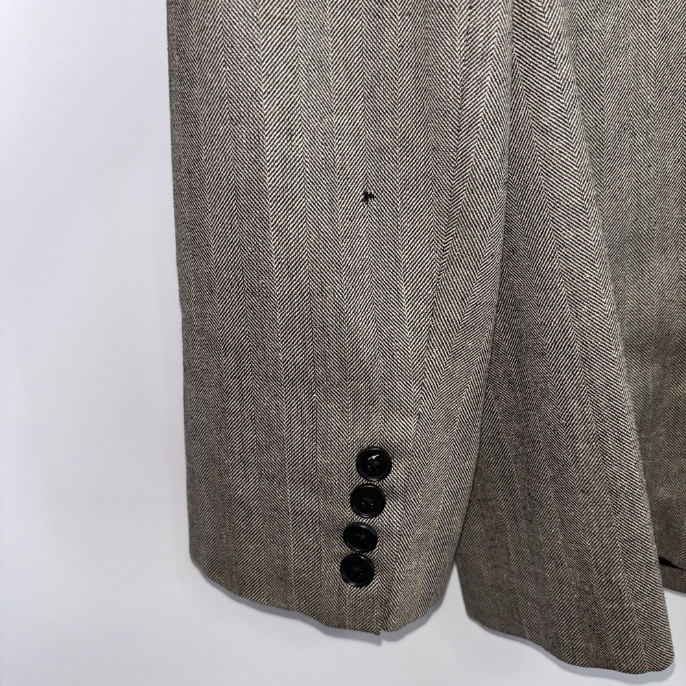 Lauren Ralph Lauren Silk Wool Linen Herringbone Blazer Jacket Women's 12 - Picture 9 of 9